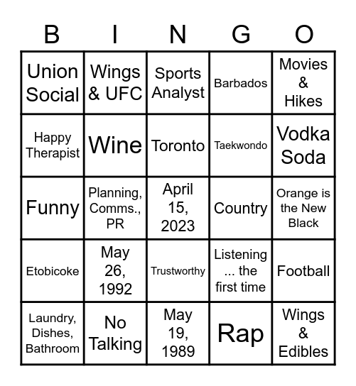 Kristi's Bachelorette Bingo Card