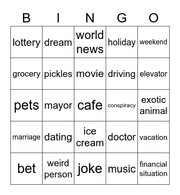 no thing for ever conversation points Bingo Card