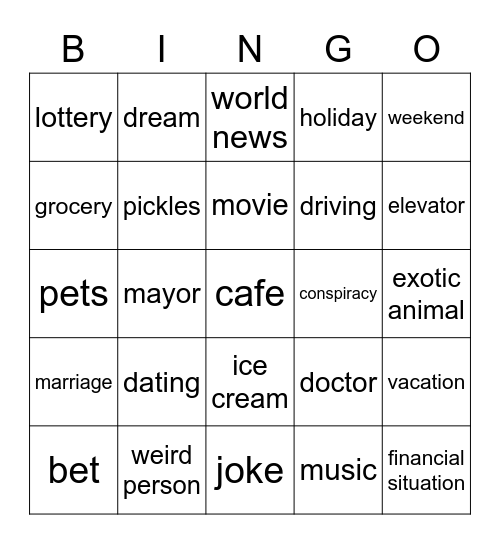 no thing for ever conversation points Bingo Card