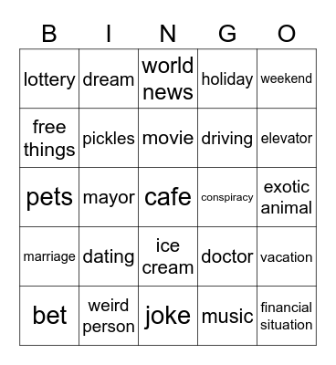 no thing for ever conversation points Bingo Card