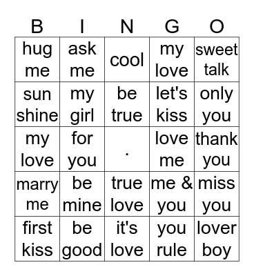 Valentine's Day Bingo Card