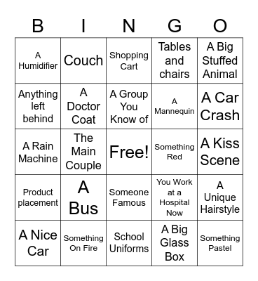 Set Filming Bingo Card