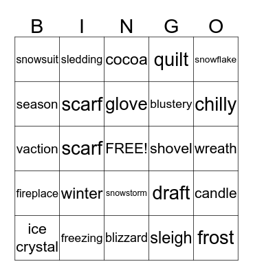 Winter  Bingo Card