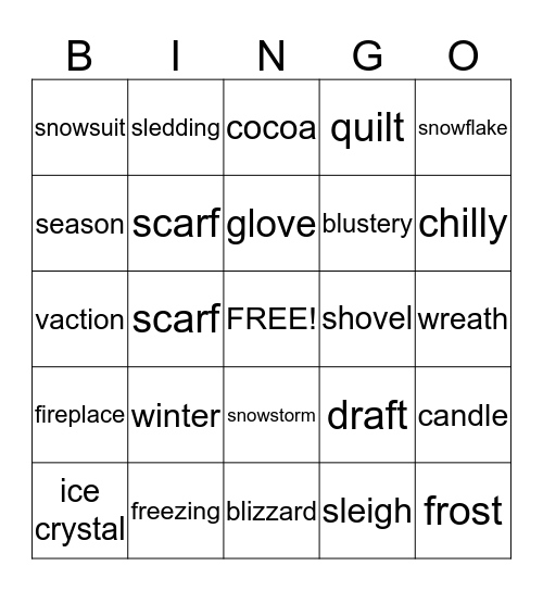 Winter  Bingo Card