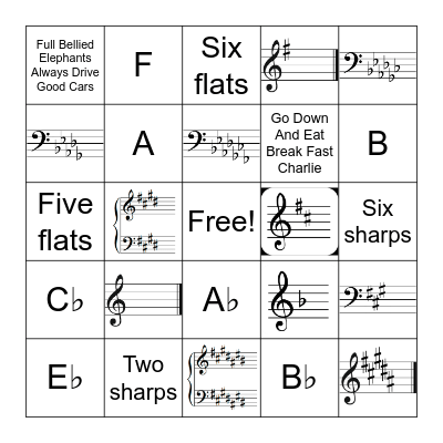 Key Signature Bingo Card