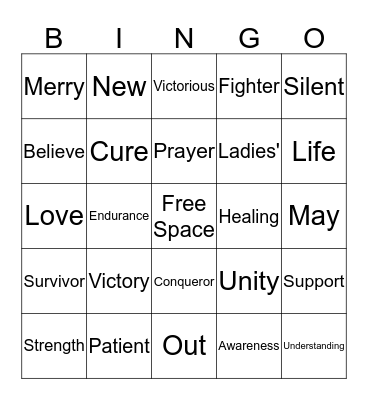 Lupus Awareness 2015 Bingo Card