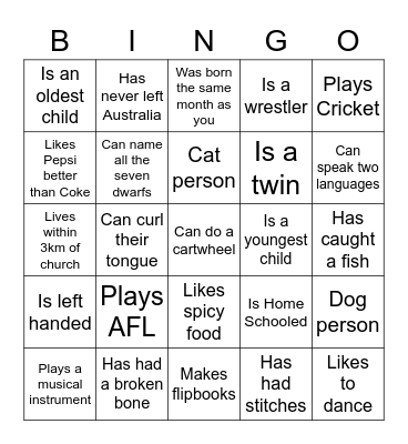 Get to Know You Bingo!! Bingo Card