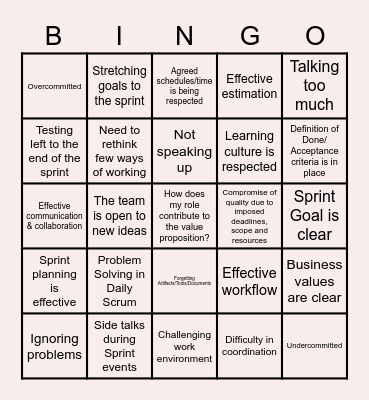 Retrospective Bingo Card
