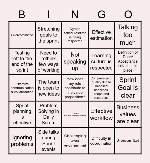 Retrospective Bingo Card