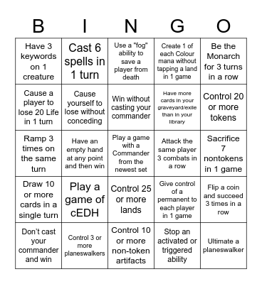 Commander Bingo Feb 2023 Bingo Card