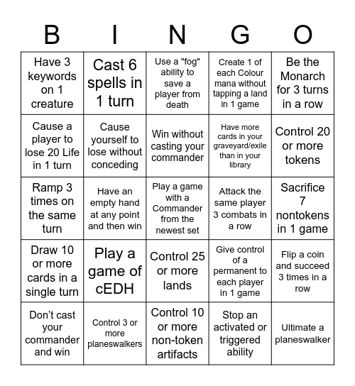 Commander Bingo Feb 2023 Bingo Card