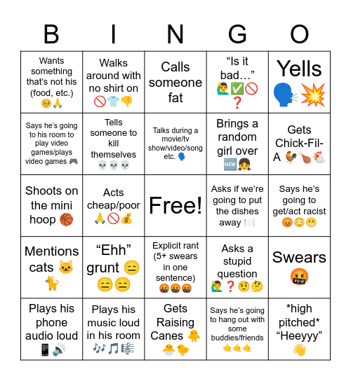 Rian Bingo Card