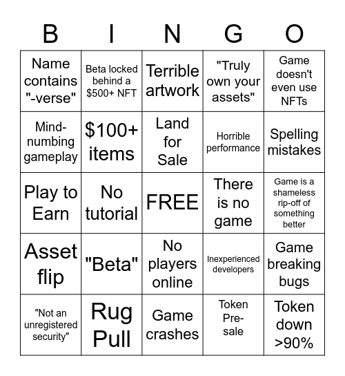 NFT GAME BINGO Card