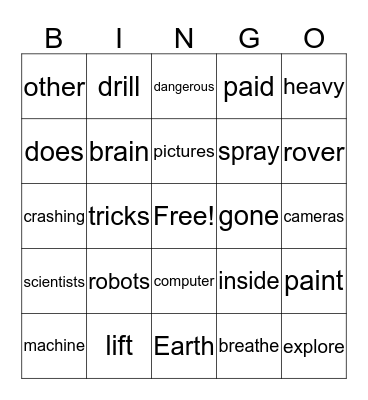 All About Robots Bingo Card