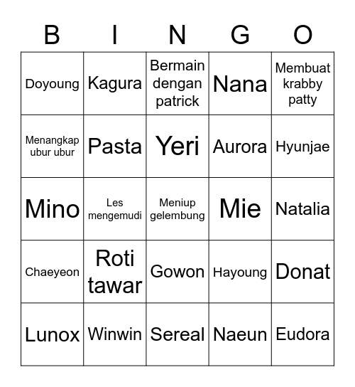 Chaewon Bingo Card