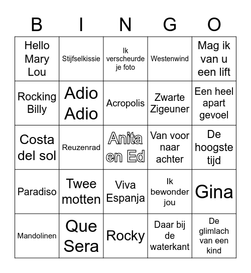 Anita en Ed ronde 1 Bingo Card