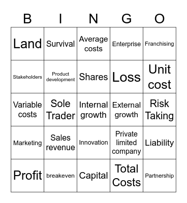 Business Bingo Card