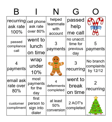 HOLIDAY FUN Bingo Card