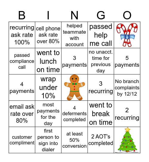 HOLIDAY FUN Bingo Card