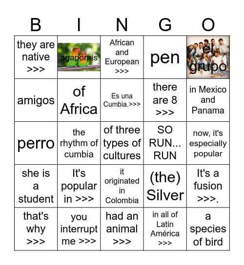 13- Corre Corre Corazón (inglés) Bingo Card