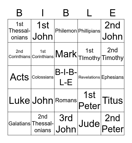 New Testament Bible Bingo Card