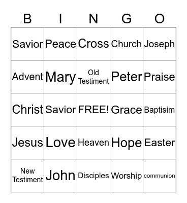 Bible Bingo Card