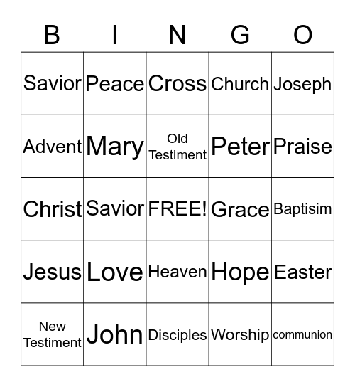 Bible Bingo Card