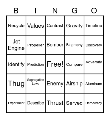 Reading Vocabulary Bingo Card