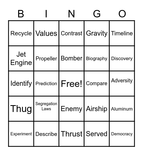 Reading Vocabulary Bingo Card