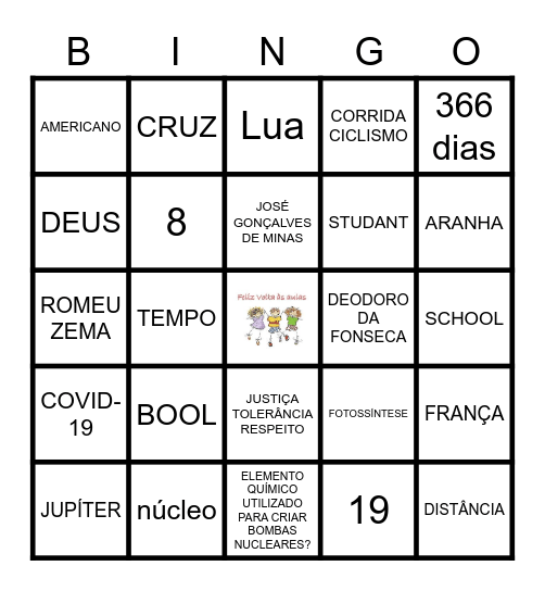 BINGO VOLTA AS AULAS  JOÃO MOTOSO Bingo Card