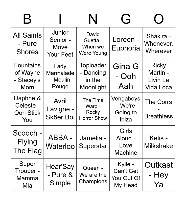 Cheesy Bingo Card