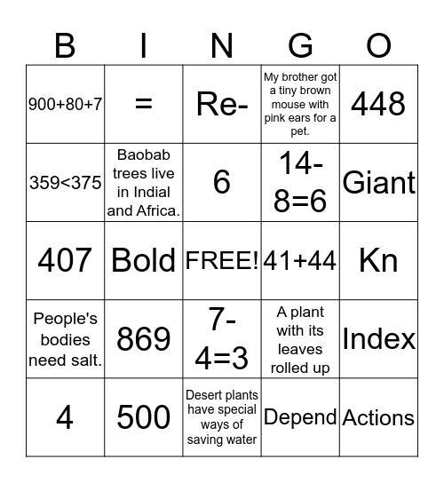 Second Grade Common Assessment Practice Bingo Card