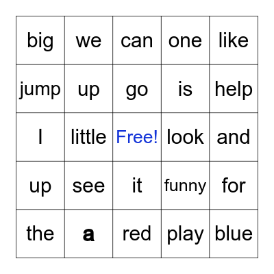 Grant's Sight Words Bingo Card
