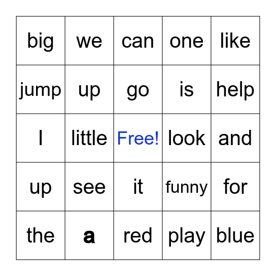 Grant's Sight Words Bingo Card