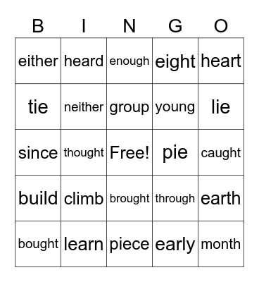 Third Grade #12 Bingo Card