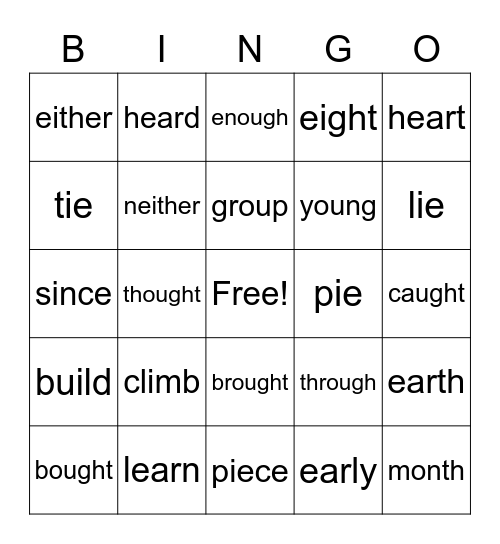Third Grade #12 Bingo Card