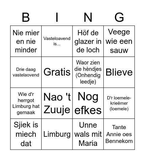 Vastelaoves Bingo ! Bingo Card