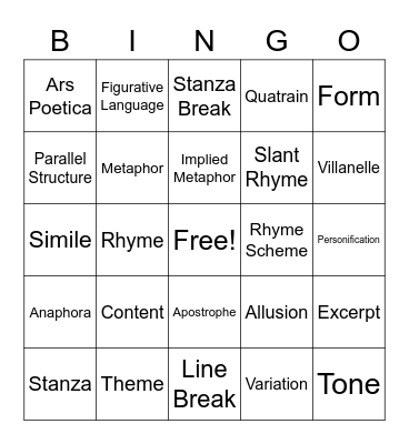 Unit 3 Bingo Card