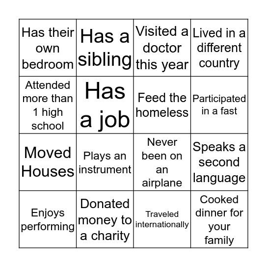 Haiti Bingo Card