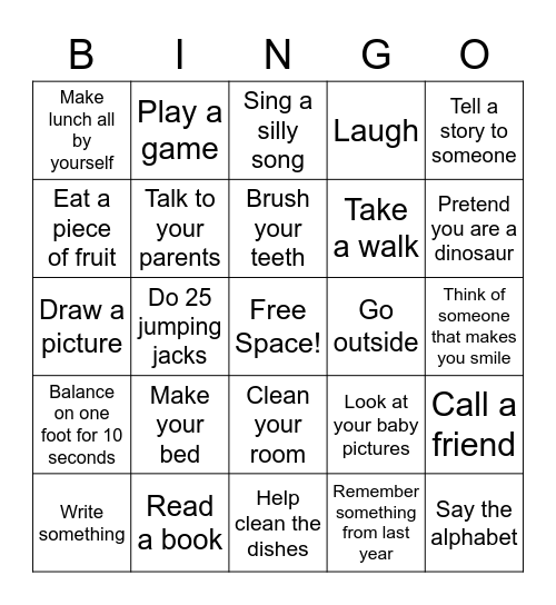 Stay at Home BINGO! Bingo Card