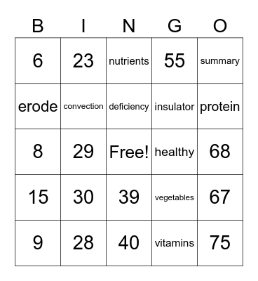 Word Bingo Card