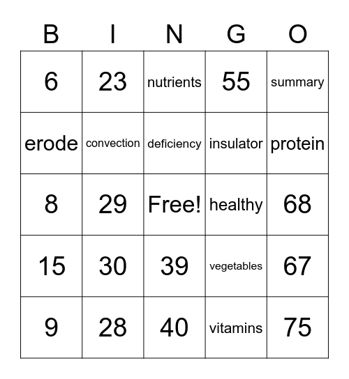 Word Bingo Card