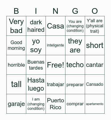 Feb 3 4st Period Bingo Card