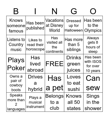 International SOS Leadership Forum - ICEBREAKER BINGO Card