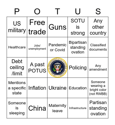 SOTU 2023 Part 1 Bingo Card