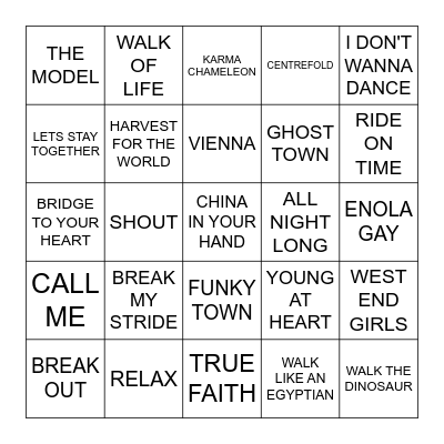 80s Vol 1 Bingo Card