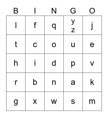alphabet bingo ! Bingo Card