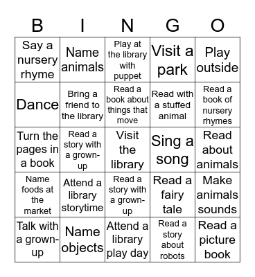 Winter Bingo pre-readers and grown-ups Bingo Card