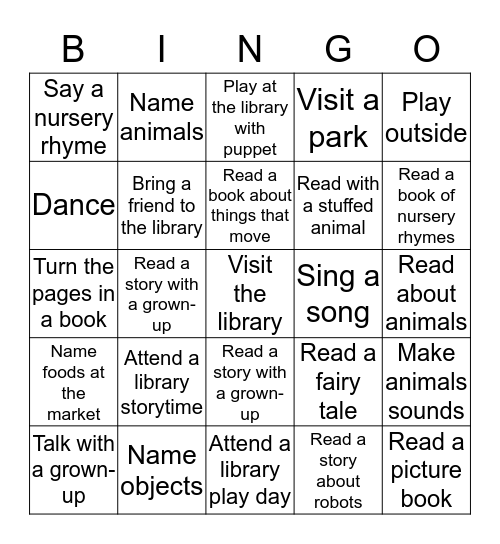 Winter Bingo pre-readers and grown-ups Bingo Card