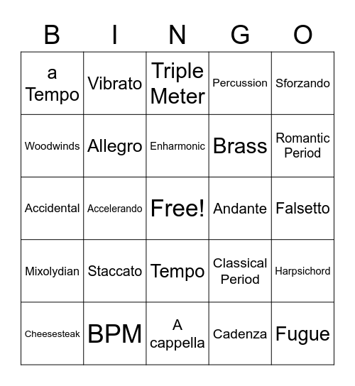 CC BINGO! Bingo Card